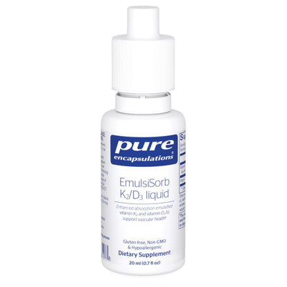 Pure Encapsulations EmulsiSorb K2/D3 Liquid - Enhanced-Absorption Vitamin K2 & D3 for Vascular Health | 0.7 Fl Oz