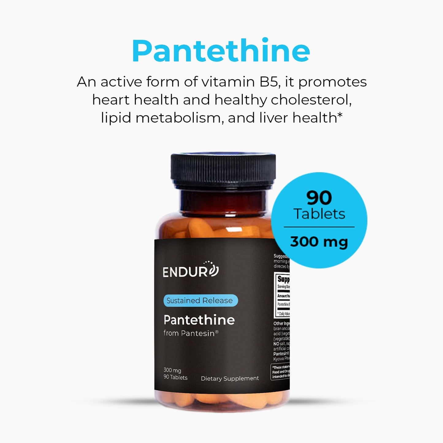 Endur Pantethine 300mg (90 tablets) – Liver Support & Cholesterol Balance | Pantesin