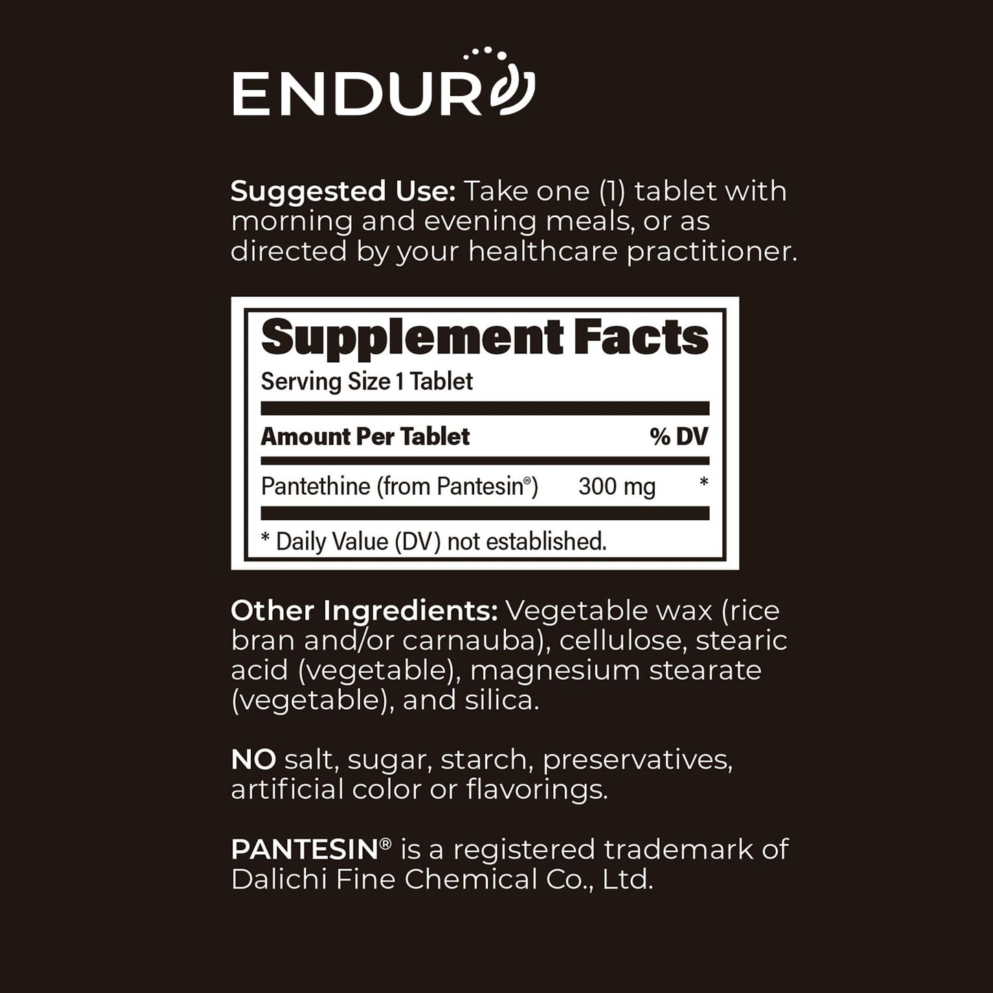 Endur Pantethine 300mg (90 tablets) – Liver Support & Cholesterol Balance | Pantesin