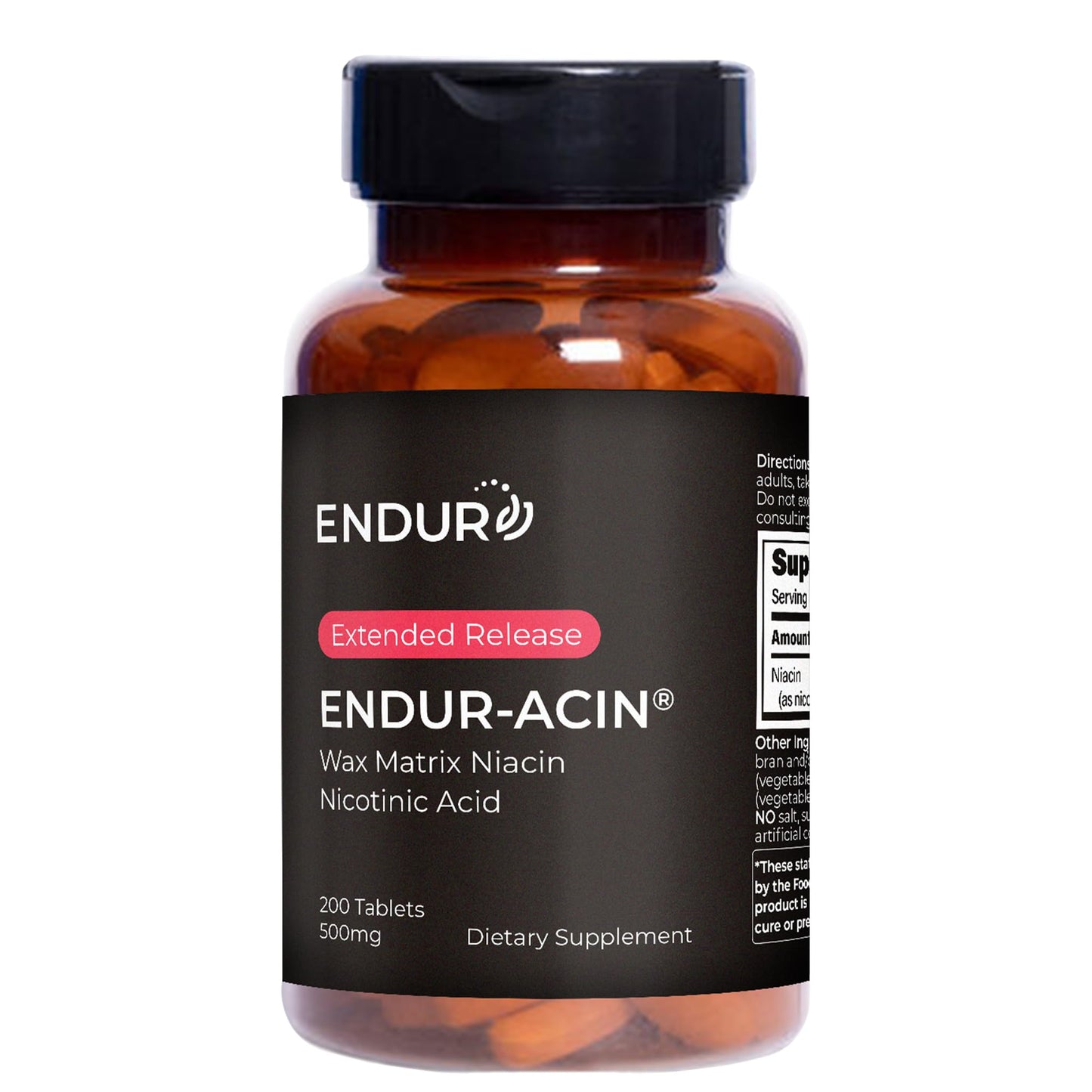 ENDUR-ACIN Niacin 500mg – Heart Health & Cholesterol Support (200 Tablets)