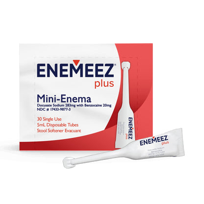 Enemeez Plus Enema – Fast Acting Constipation Relief, 283mg Docusate Sodium, 20mg Benzocaine, 30 Count