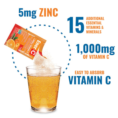 Ener-C 1000mg Vitamin C Immune Support – Orange Effervescent Drink Mix (60 Packets)