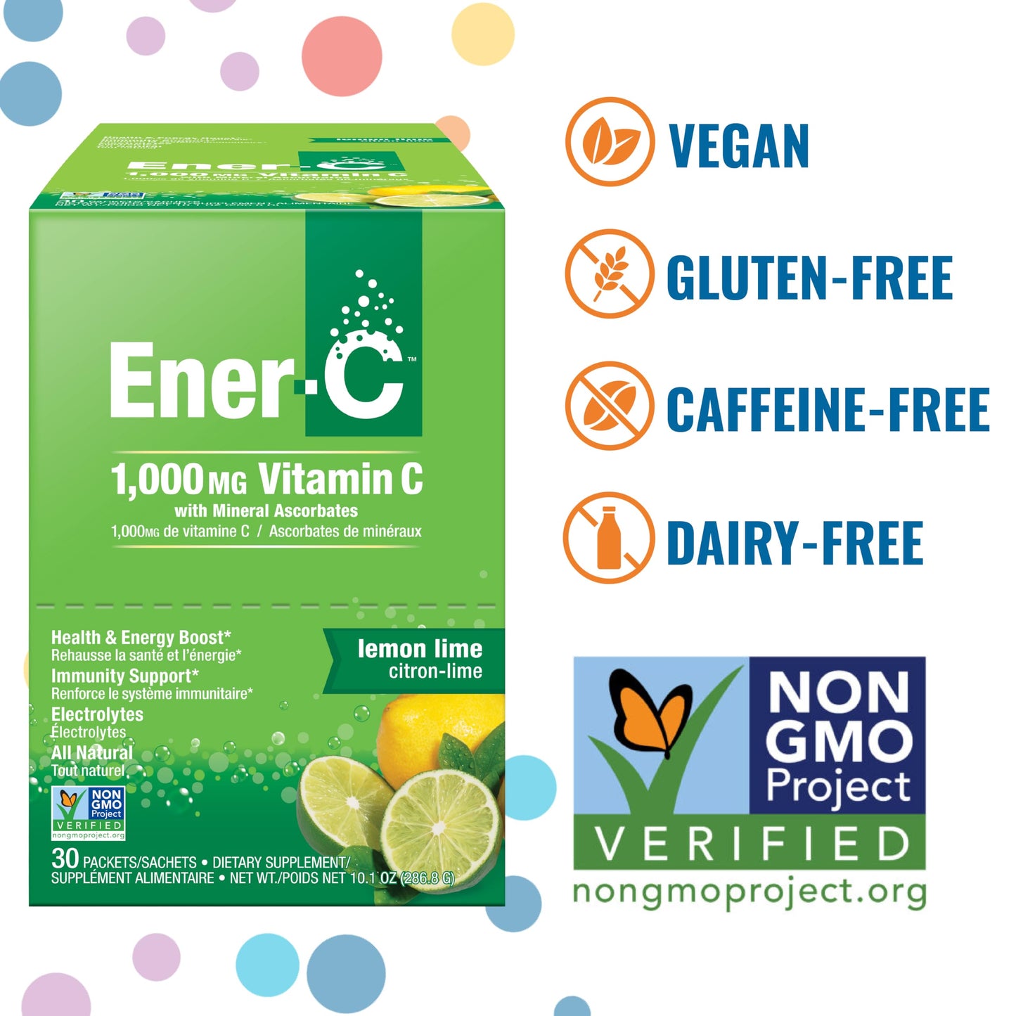 Ener-C Multivitamin Drink Mix Packets – Hydration, Immune Support, Lemon Lime, 60 Count