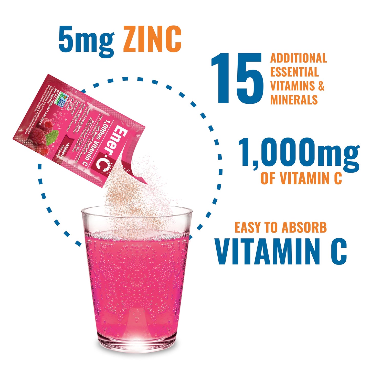 Ener-C Multivitamin Drink Mix – Immune Support, Hydration, Raspberry, 60 Count