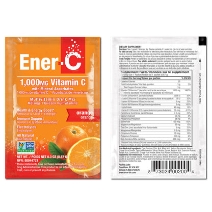 Ener-C Orange Multivitamin Drink Mix – Vitamin C 1000mg, Electrolytes, 30 Count