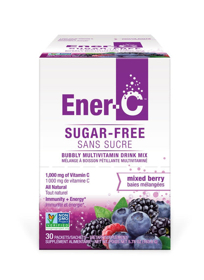 Ener-C Sugar Free Mixed Berry Vitamin C Drink Mix – 1000 mg, Vegan, Gluten Free, 30 Pack