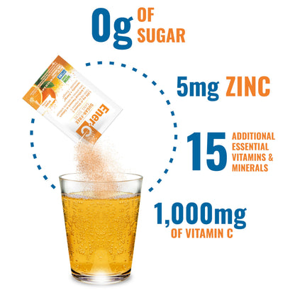 Ener-C Sugar-Free Orange Multivitamin Drink Mix – Vitamin C 1000mg & Electrolytes, 30 Count | Non-GMO, Vegan, Gluten Free