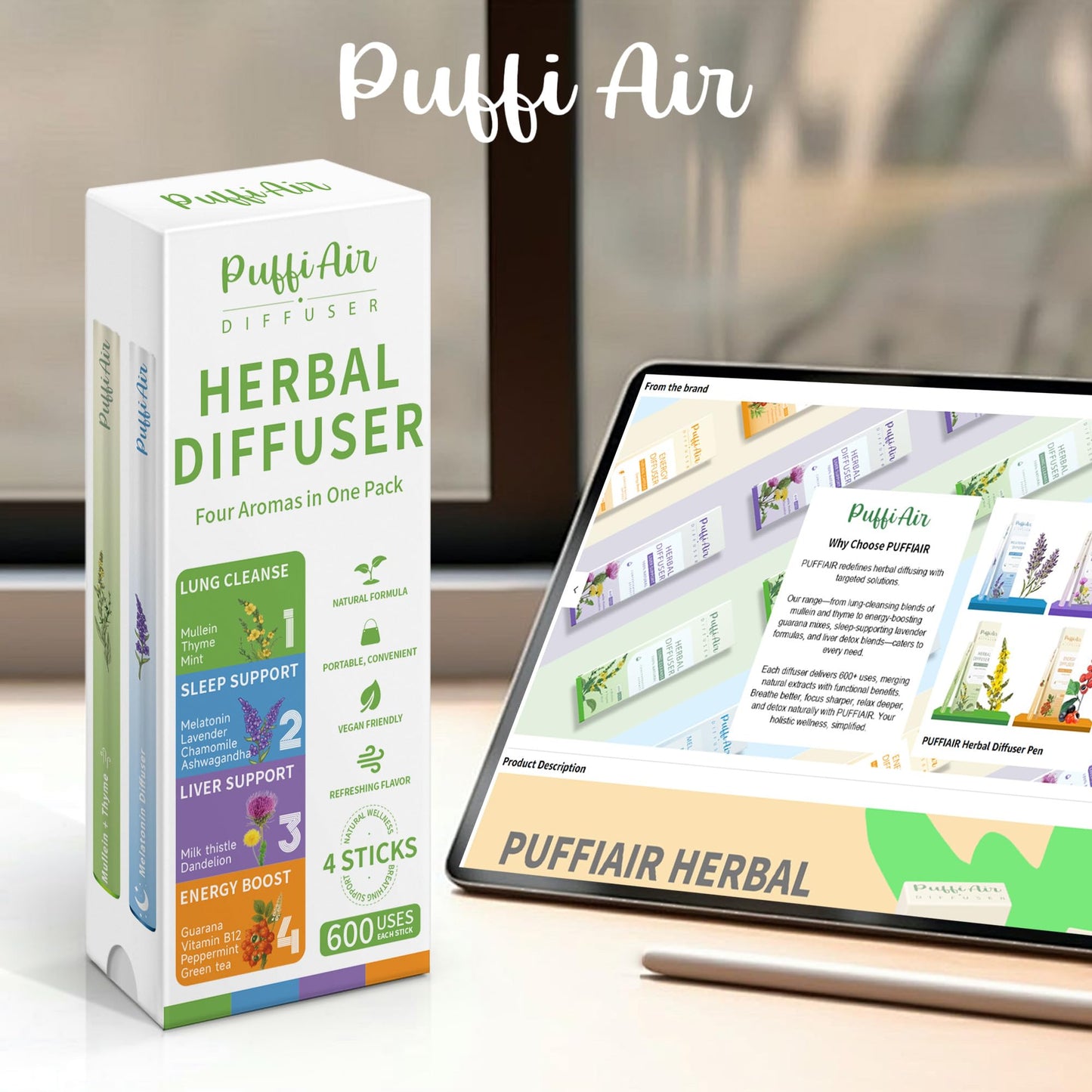 4-in-1 Wellness Herbal Diffuser Bundle — Portable Plant-Based Aromatherapy