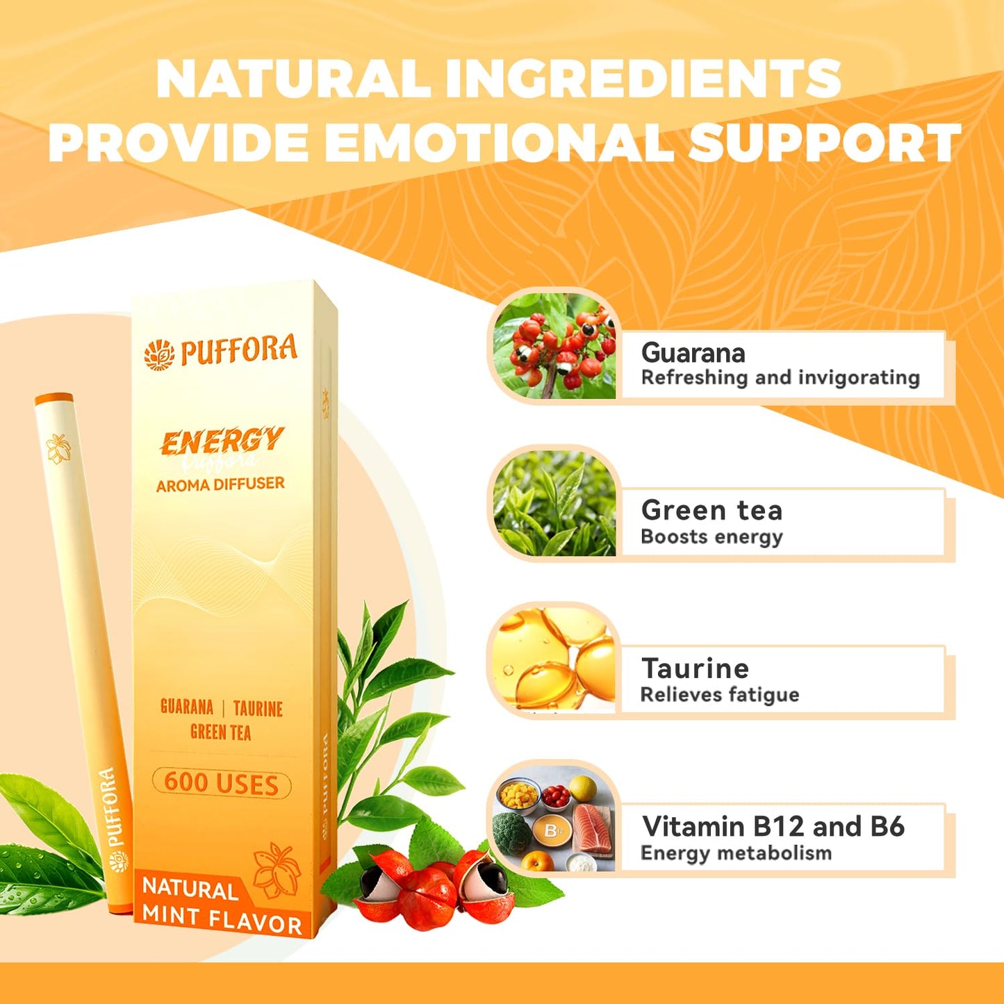 Energy Diffuser Pen – Guarana, Green Tea & Taurine for Focus & Energy
