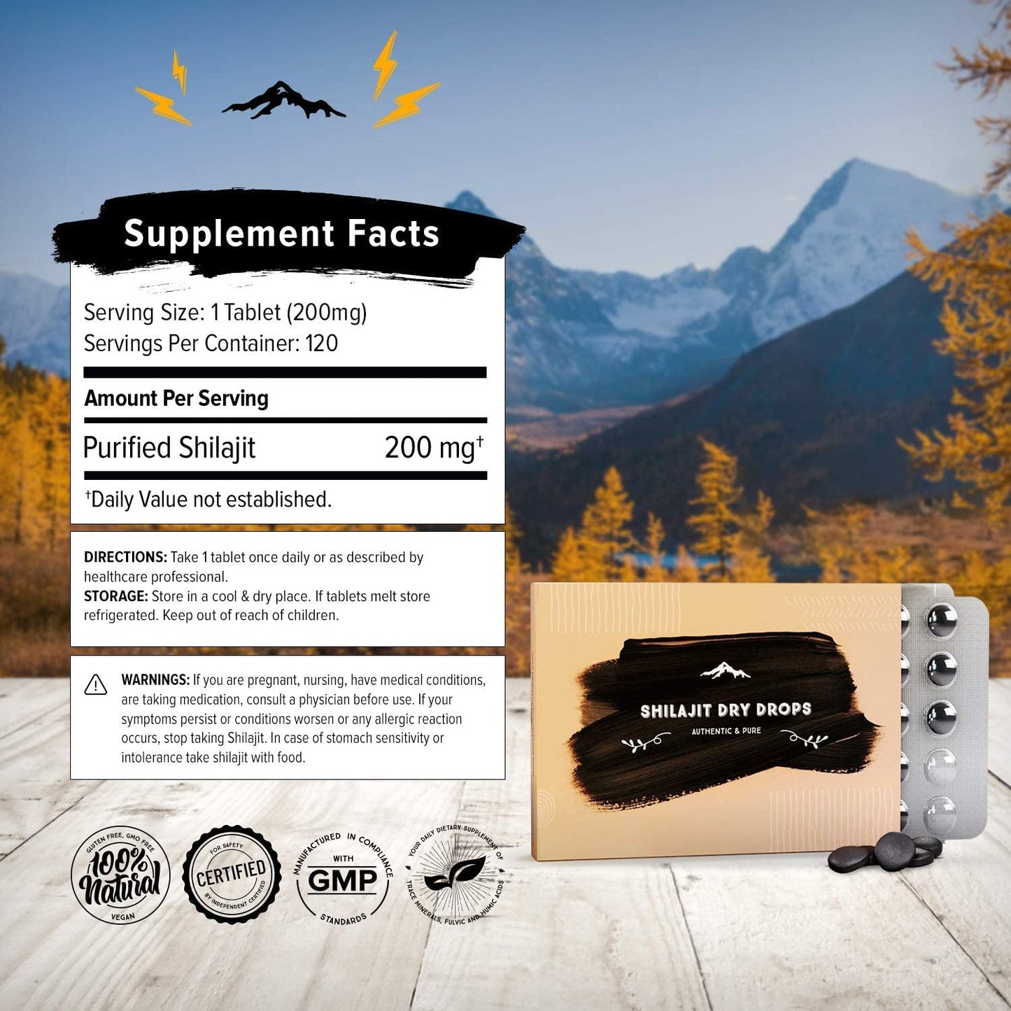 Pure Himalayan Shilajit Dry Drops – 100% Pure Natural Shilajit, Grade A, 85+ Minerals & Fulvic Acid for Energy, Metabolism & Immune Support (120 Drops)