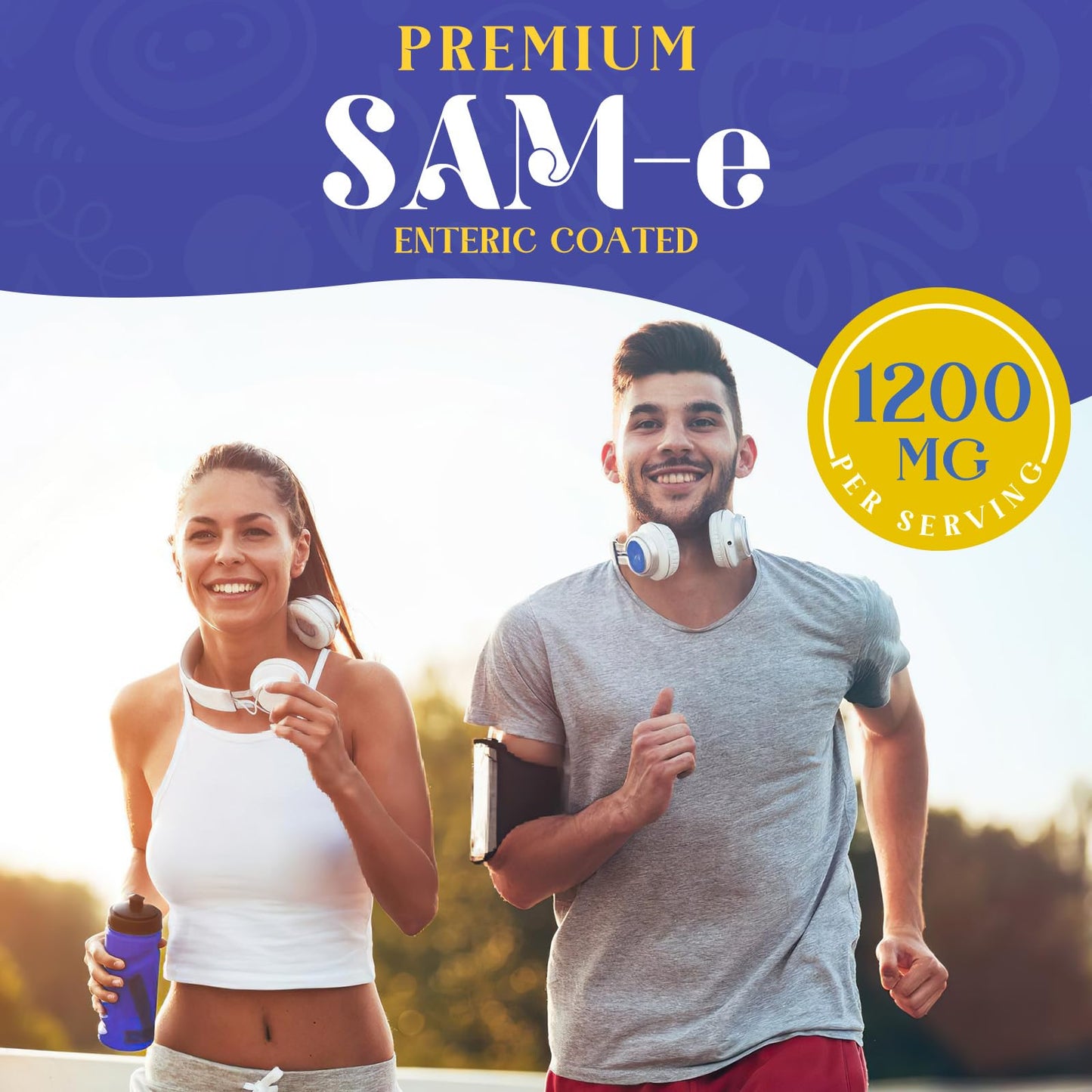 Enerlix 1200mg SAM-e with CoQ10 – Enteric-Coated, Vegan, 120 Tablets