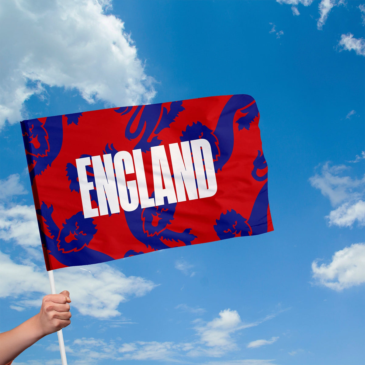 England Red and Blue Lions Flag with Sleeve - WC26 - 4 Sizes!