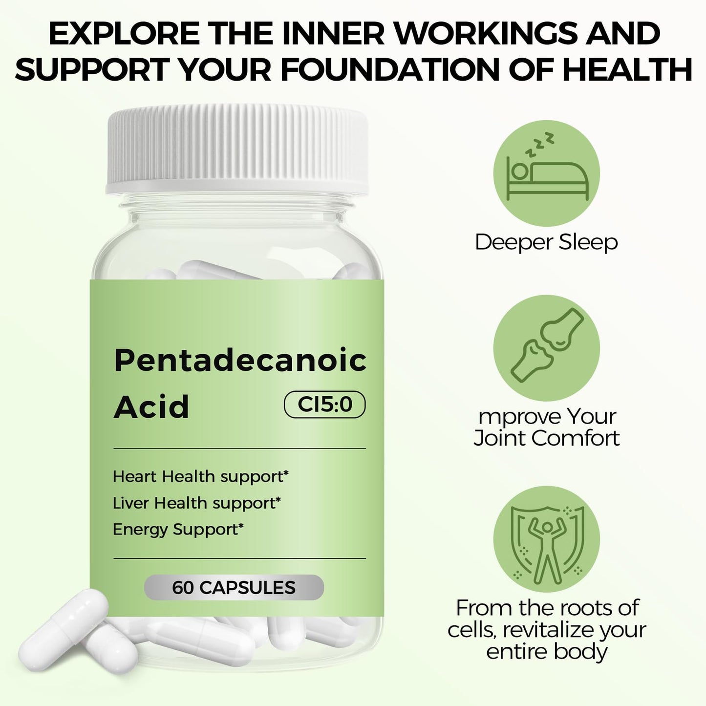 Engtozl C15:0 Pentadecanoic Acid Supplement, 60 Caps