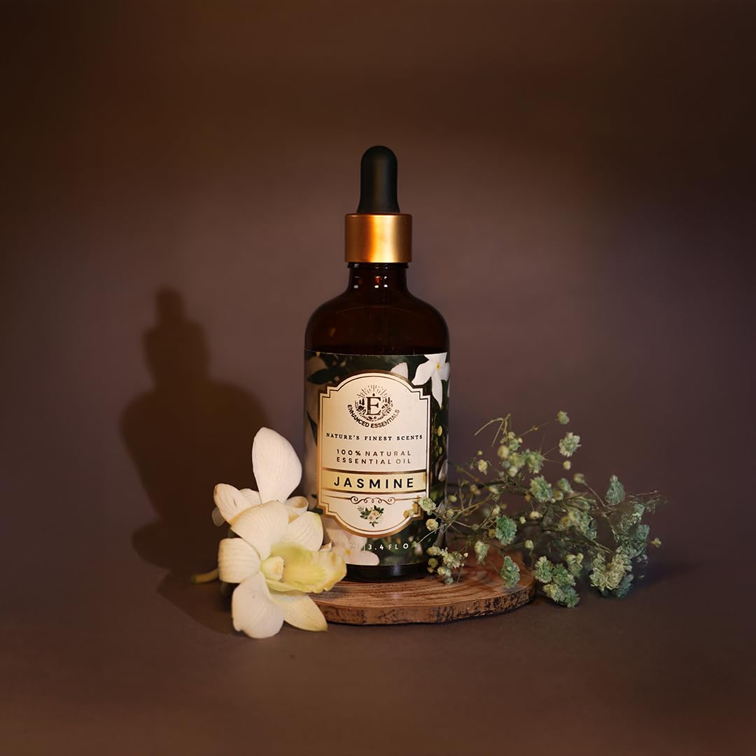 Enhanced Essentials Jasmine Essential Oil | Slow Distilled, 100 ml | Diffusers, Skincare & Bath