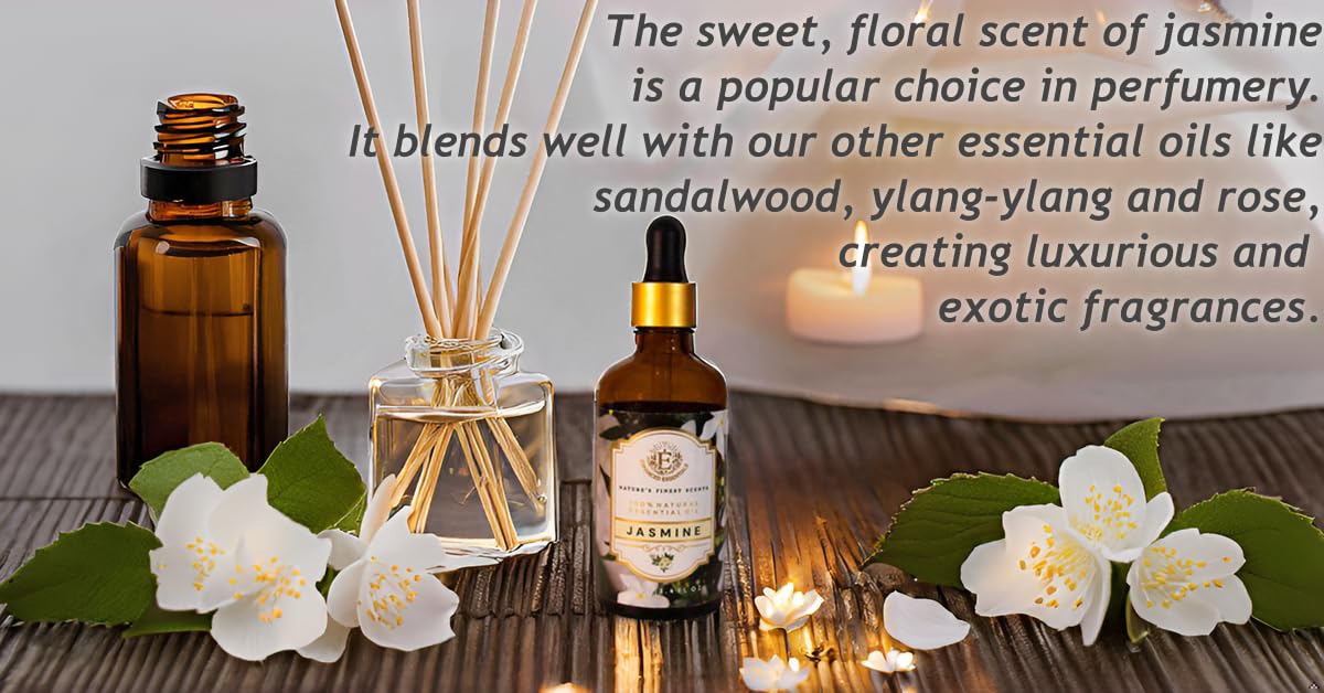 Enhanced Essentials Jasmine Essential Oil | Slow Distilled, 100 ml | Diffusers, Skincare & Bath