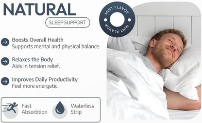 Dissolvable Oral Sleep Strips – 5mg Melatonin, Valerian, L-Theanine, Vitamin D3 | Mint 30ct