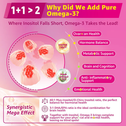 EnvyCure Inositol + Omega-3 Gummies for Women – Hormonal Balance & Cycle Health (40:1) – Vegan Sugar-Free, 60 Ct