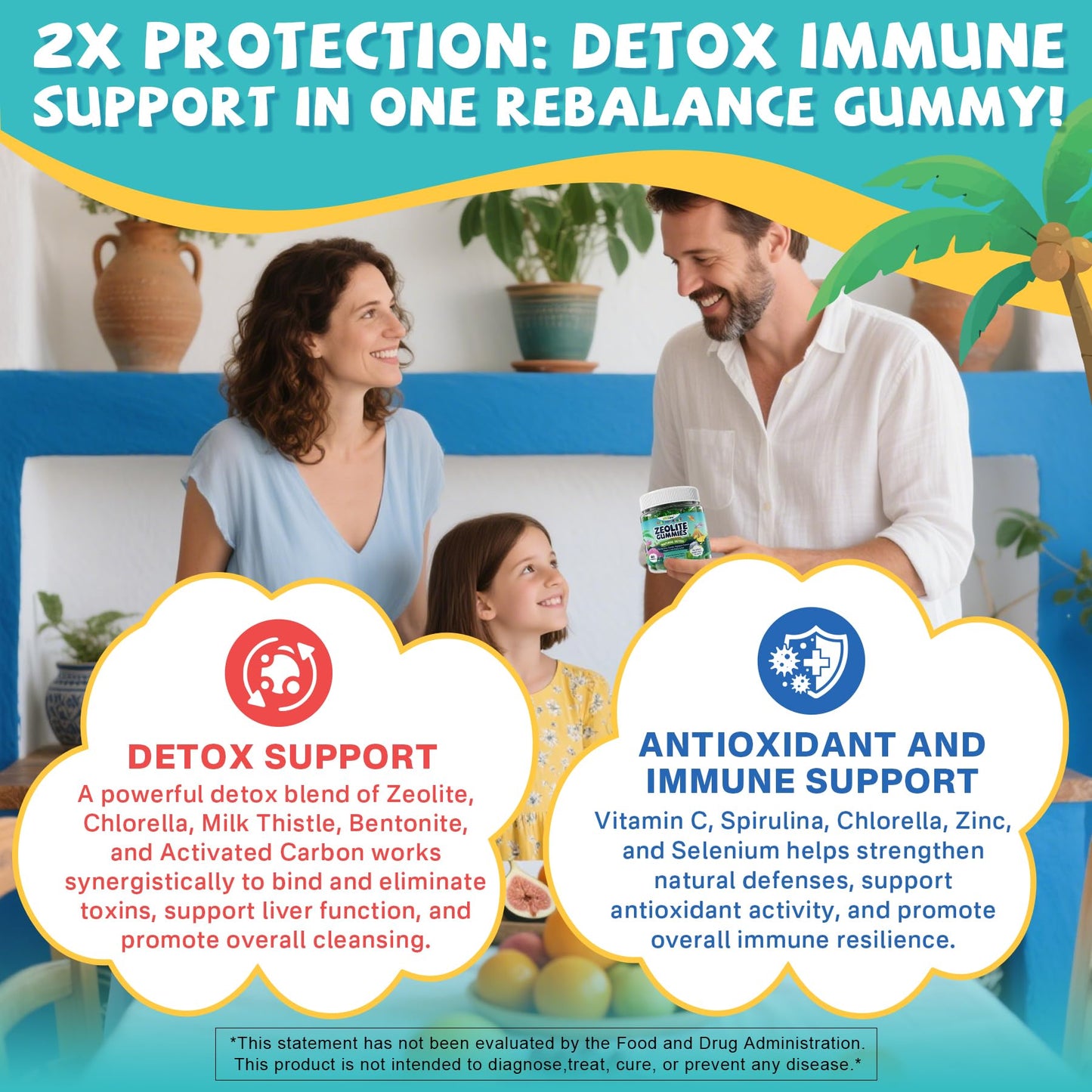 EnvyCure Zeolite Detox Gummies – Sugar-Free, Spirulina & Chlorella, for Kids & Adults – 120 Count