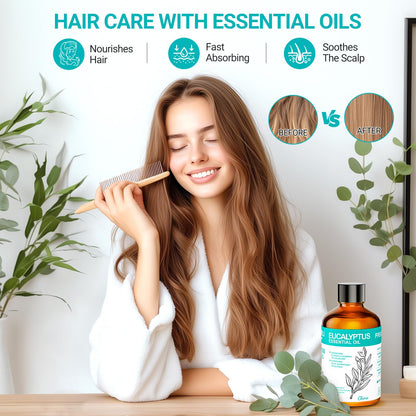 ENYORLI Eucalyptus Essential Oil 3.38 fl oz – 100% Natural, Undiluted, Therapeutic Grade for Skin, Aromatherapy, Diffuser & Humidifier