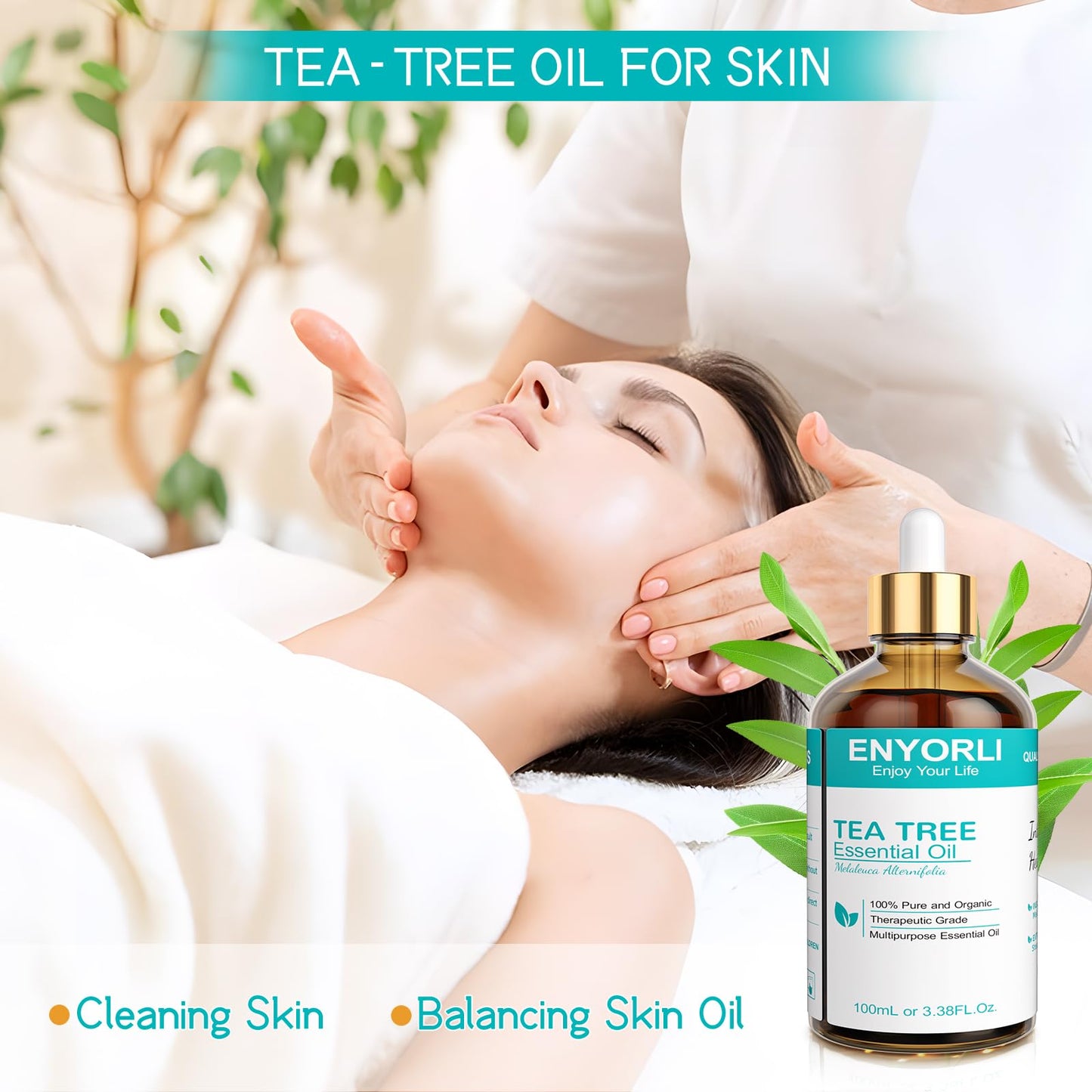 ENYORLI Tea Tree Oil 3.38 fl oz – 100% Natural Therapeutic Grade