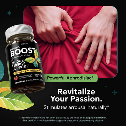 Enyvia Female Libido Booster Gummies - Shilajit & Ashwagandha for Hormonal Balance (60 ct, USA)
