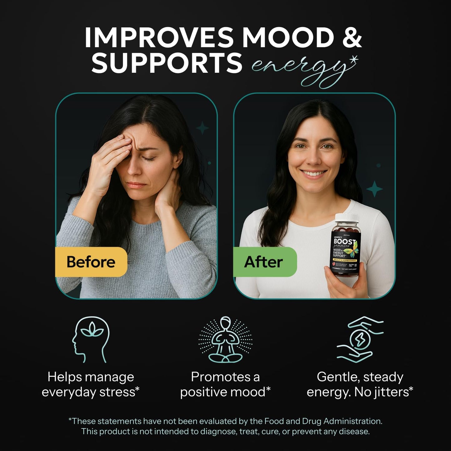 Enyvia Female Libido Booster Gummies - Shilajit & Ashwagandha for Hormonal Balance (60 ct, USA)