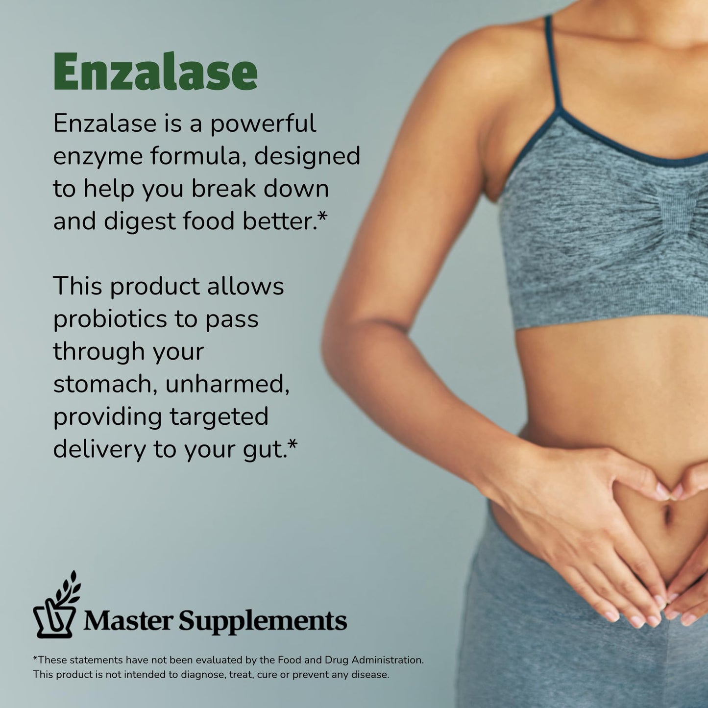 Master Supplements Enzalase - 50 Capsules | Probiotic-Compatible Digestive Enzymes | Gas & Bloating Relief | Gluten Free