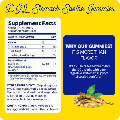 Enzymedica DGL Stomach Soothe – Deglycyrrhizinated Licorice Gummies for Digestive Support & Gut Health, Chocolate, 74 Count (Pack of 2)