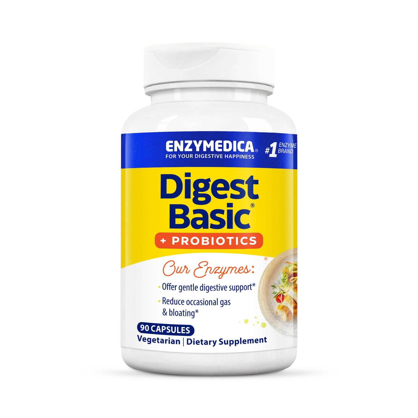 Enzymedica Digest Basic + Probiotics – Gentle Digestive Enzymes, 90 Count