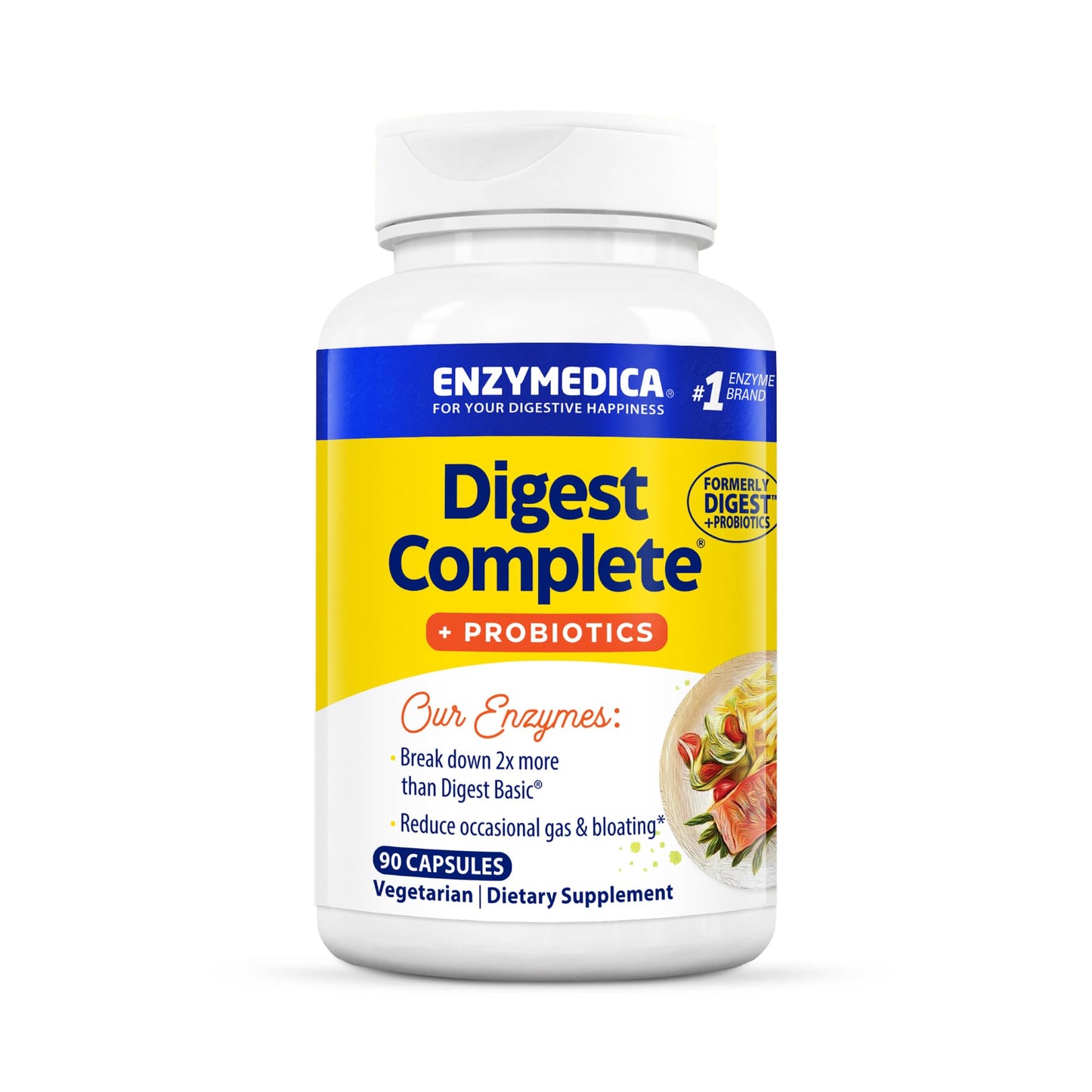 Enzymedica Digest Complete + Probiotics – Full-Range Enzymes + 800M CFU per Capsule (90 Capsules)