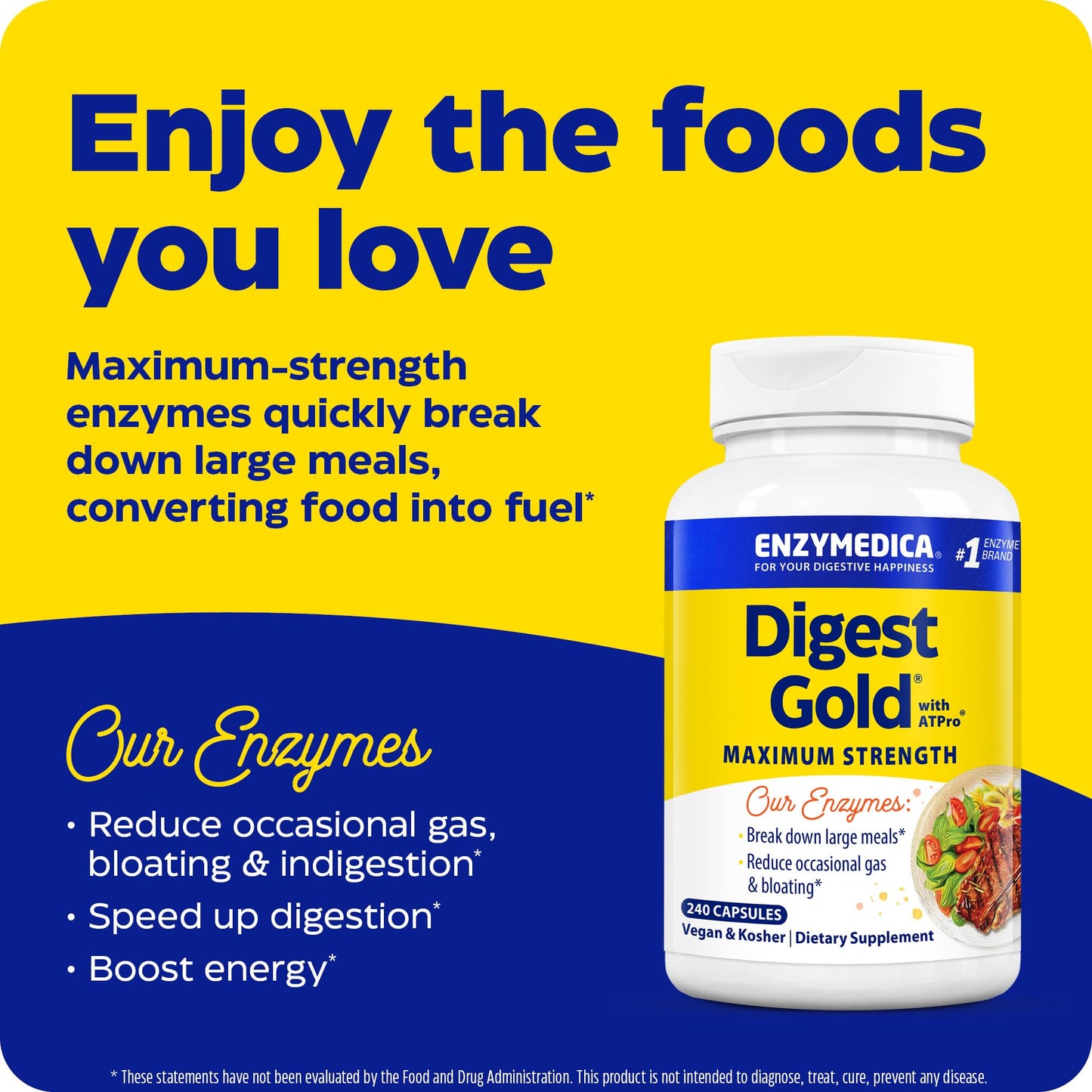 Enzymedica Digest Gold + ATPro — Maximum Strength Digestive Enzymes, 240 Capsules