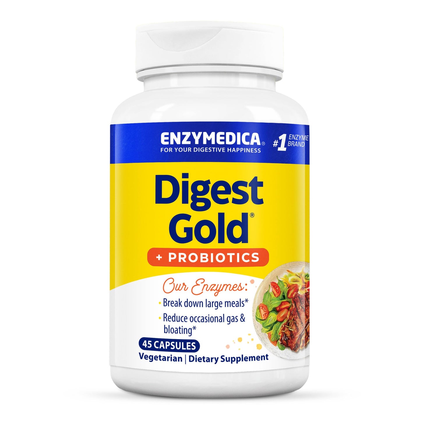 Enzymedica Digest Gold + Probiotics – 2-in-1 Digestive Enzymes & Probiotics, 1 Billion Cultures, 45 Count