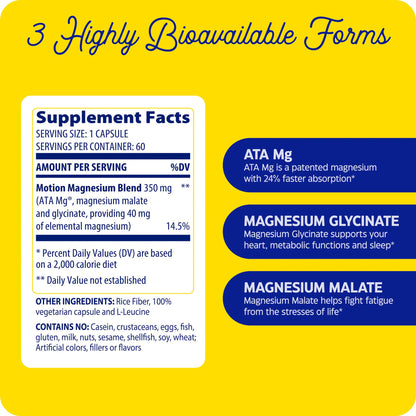 Enzymedica Magnesium Motion – 60 Count (Pack of 2) with 3 Forms: ATA Mg, Glycinate, Malate