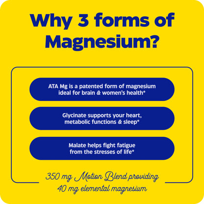 Enzymedica Magnesium Motion – 60 Count | 3 Forms Magnesium (ATA Mg, Glycinate, Malate) for Muscles & Bones
