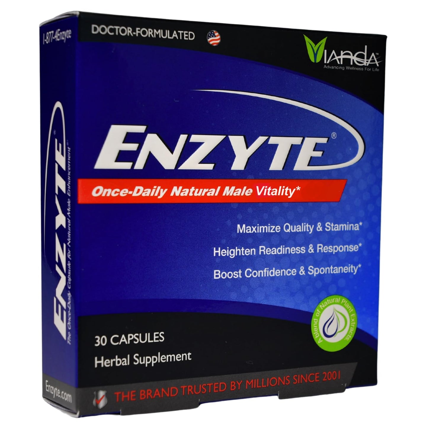 Enzyte Natural Vitality Support - Daily Men's Health Supplement (30 Capsules)