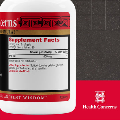 Health Concerns EPAQ – Brain Health Support with 1000 mg Krill Oil