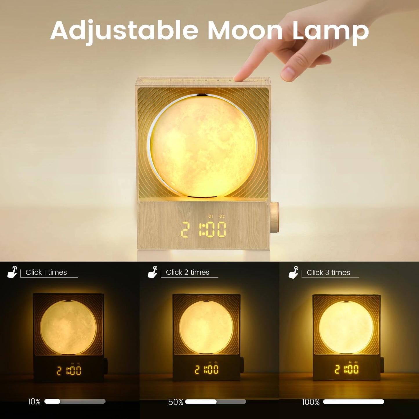 Epochleno Sunrise Alarm Clock — 360° Moonlight, 10 White Noise Sounds, Dual Alarm & Snooze