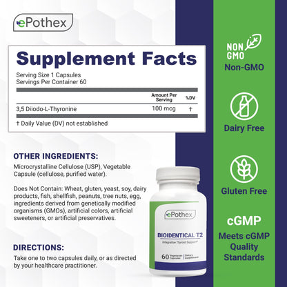 EPOTHEX Bioidentical T2 - Integrative Thyroid Support | Metabolism & Energy | 60 Capsules (2 mo)