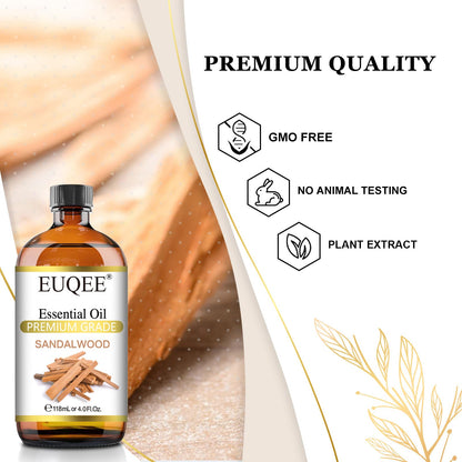 EUQEE Sandalwood Essential Oil 4 oz (118 ml) with Glass Dropper