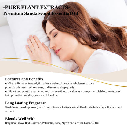 EUQEE Sandalwood Essential Oil 4 oz (118 ml) with Glass Dropper