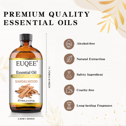 EUQEE Sandalwood Essential Oil 4 oz (118 ml) with Glass Dropper
