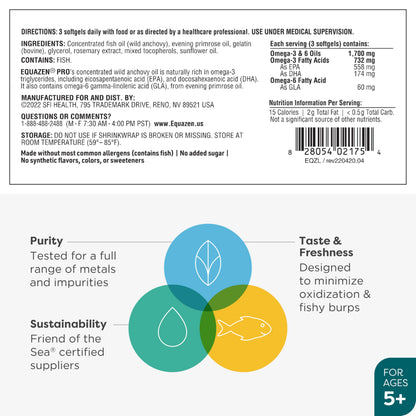 Equazen Pro SFI Fish Oil Softgels - Omega 3 & 6 for Kids