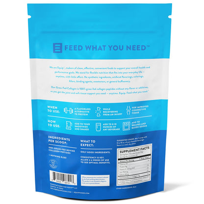 Equip Foods Grass Fed Collagen Powder – Unflavored, 30 Servings, Non-GMO