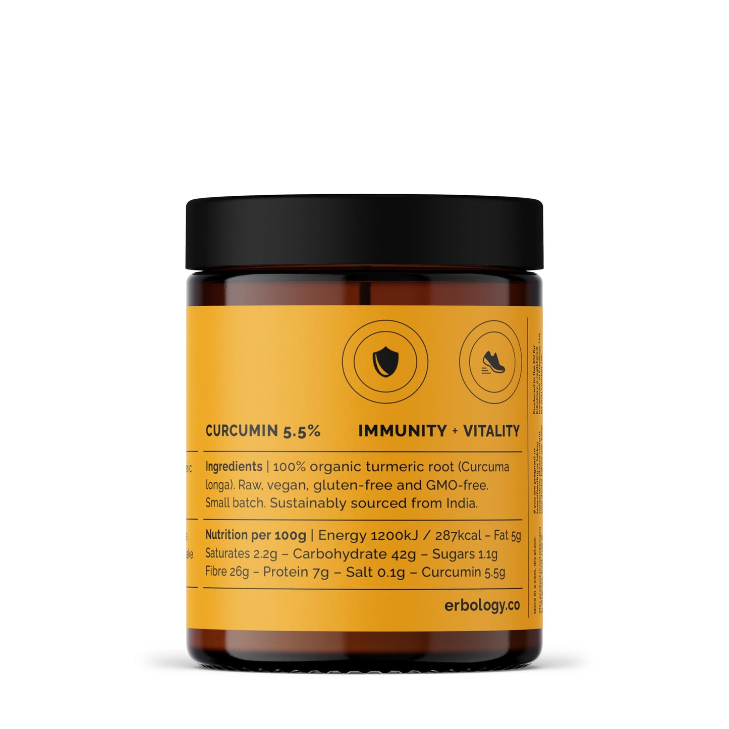 Erbology Organic Turmeric Powder 3.2 oz – 90 Servings, 5.5% Curcumin