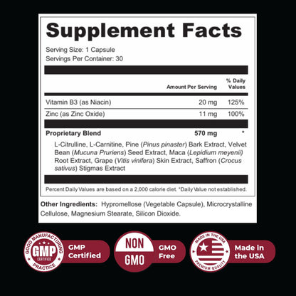 Nature's NutriWave ErecPower - 100% Natural Men's Wellness (30 Capsules) - Made in USA