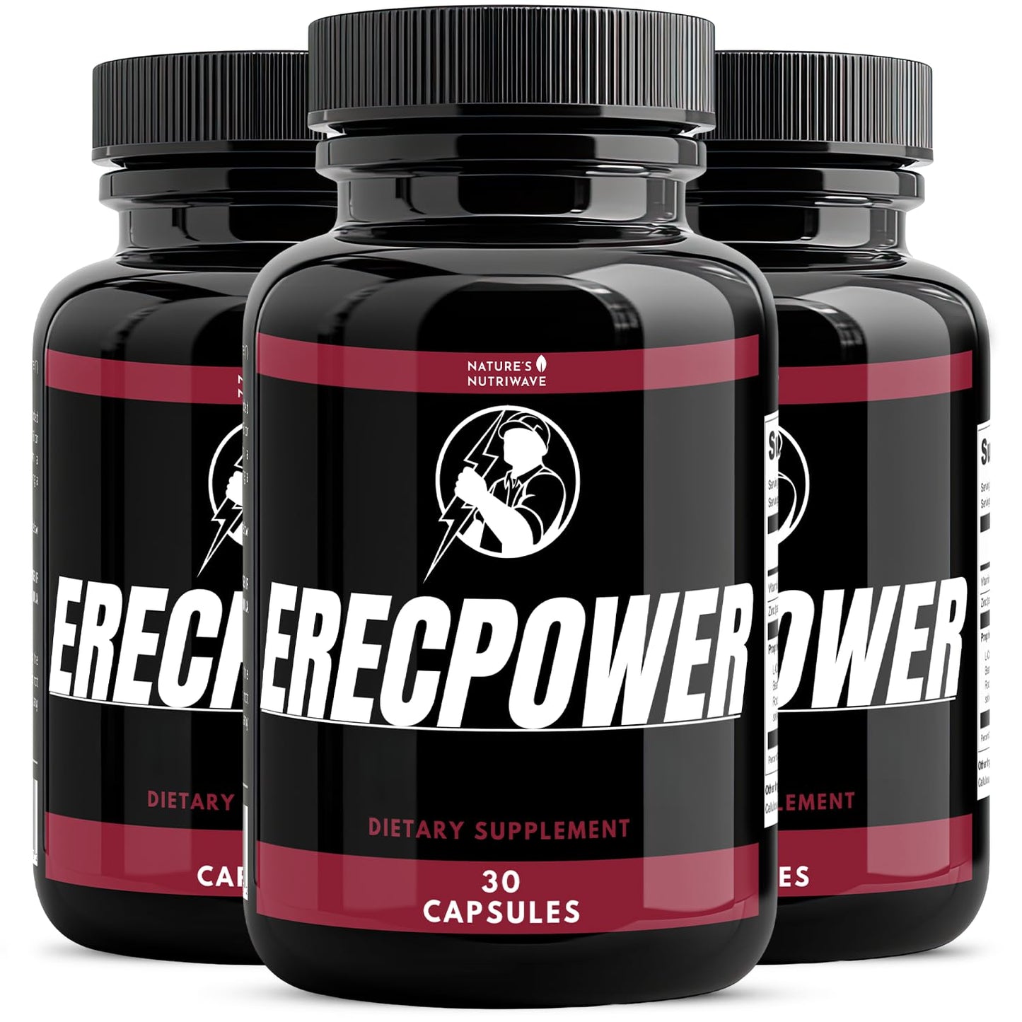 Nature's NutriWave ErecPower - 100% Natural Men's Wellness (30 Capsules) - Made in USA