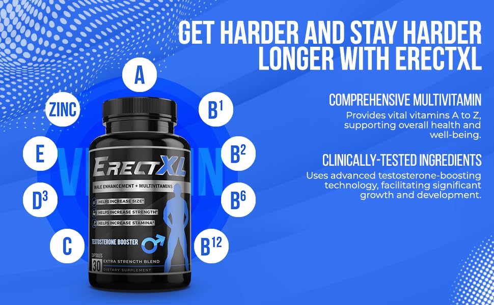 ErectXL Multivitamin for Men – Performance, Size & Stamina Booster | Nitric Oxide & Testosterone Support