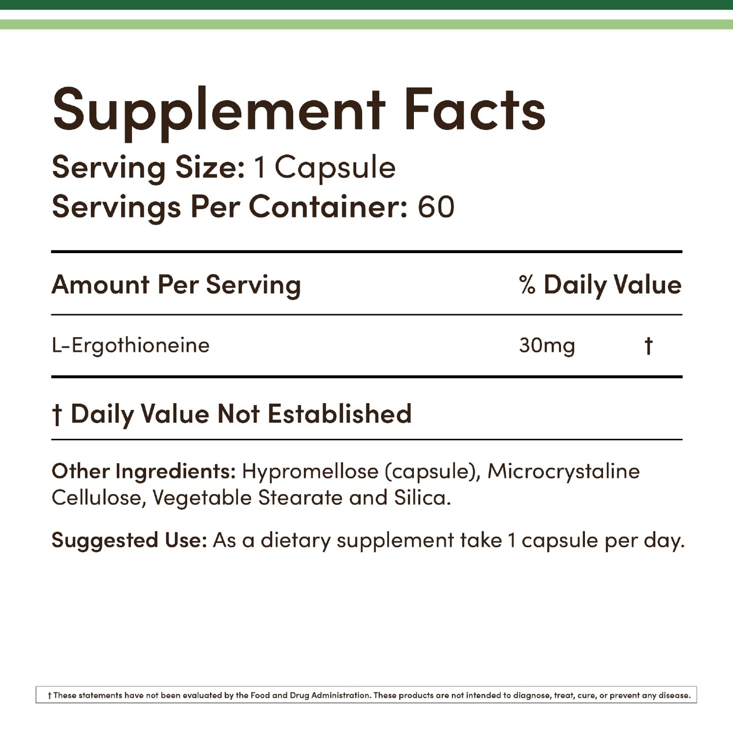 Ergothioneine 30mg Supplement - 60 Count, Plant-Based L-Ergothioneine (Non-GMO, Gluten Free, Vegan Safe) - Double Wood (Pack of 2)