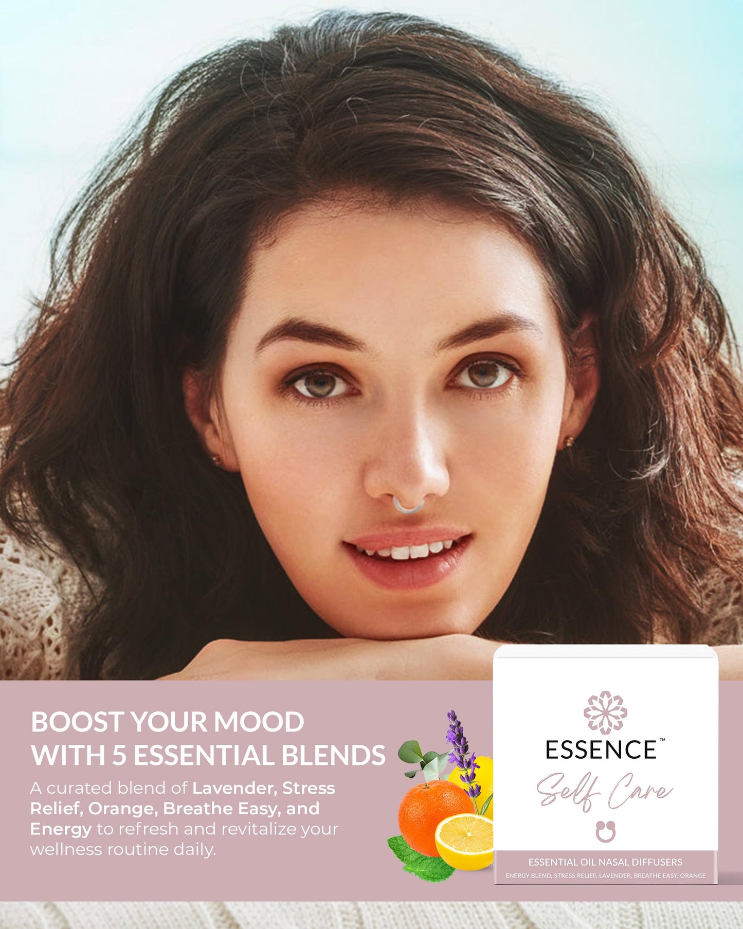 Essence Nasal Diffuser Self-Care Bundle | Wearable Aromatherapy Nose Rings for Stress, Energy & Mental Clarity