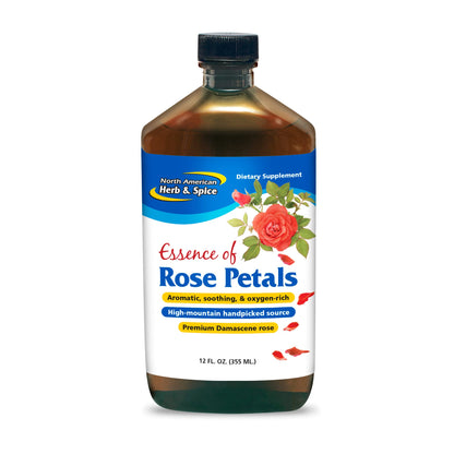 North American Herb & Spice Essence of Rose Petals - 12 fl oz - 12 Servings - Premium Damascene Rose, Non-GMO